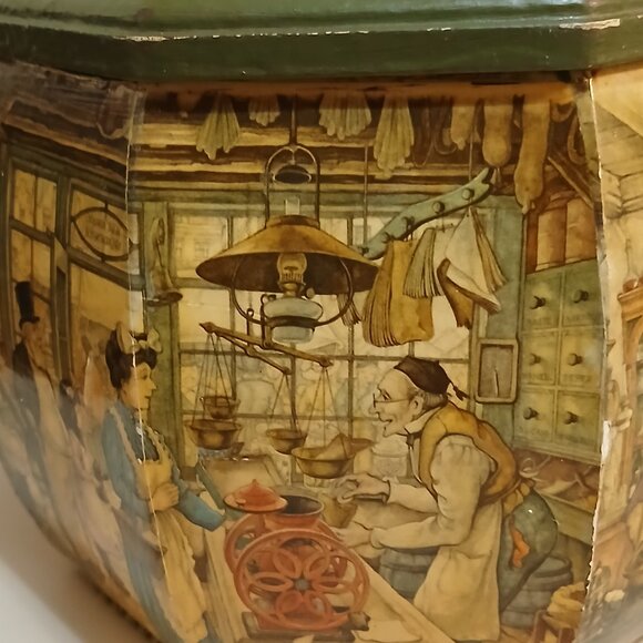 Anton Pieck Vintage Wooden Decoupage Octagon Box Purse - Picture 11 of 15
